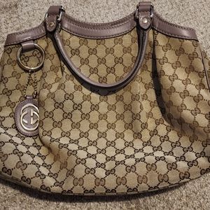 Sukey Medium GG Canvas Tote Bag Beige Used